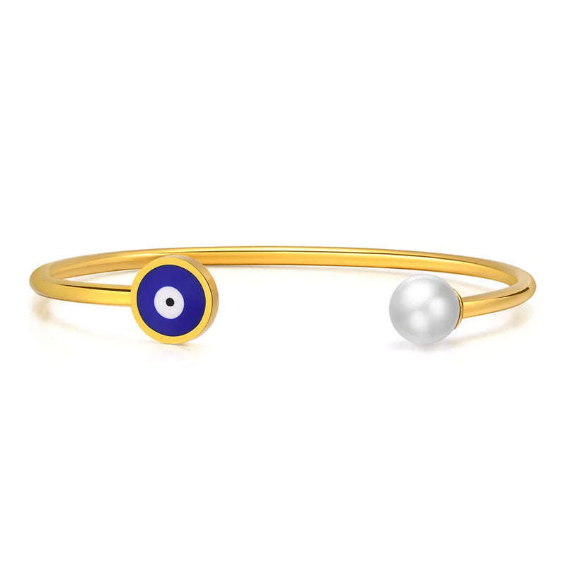 CeeRom Pearl Thin Line Cuff Bracelet Bangle