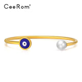 CeeRom Pearl Thin Line Cuff Bracelet Bangle