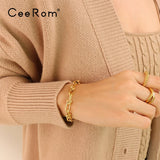 CeeRom Hollow Link Beads Chain Bracelets Stainless Steel Jewelry Gift