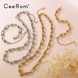 CeeRom Hollow Link Beads Chain Bracelets Stainless Steel Jewelry Gift