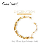 CeeRom Hollow Link Beads Chain Bracelets Stainless Steel Jewelry Gift