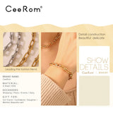 CeeRom Hollow Link Beads Chain Bracelets Stainless Steel Jewelry Gift
