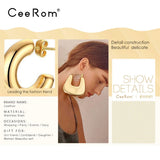 CeeRom Geometry Hoop Earrings - Stainless Steel Rock Hiphop Hollow Hoops Earings