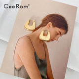 CeeRom Geometry Hoop Earrings - Stainless Steel Rock Hiphop Hollow Hoops Earings