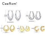 CeeRom Geometry Hoop Earrings - Stainless Steel Rock Hiphop Hollow Hoops Earings