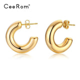CeeRom Geometry Hoop Earrings - Stainless Steel Rock Hiphop Hollow Hoops Earings