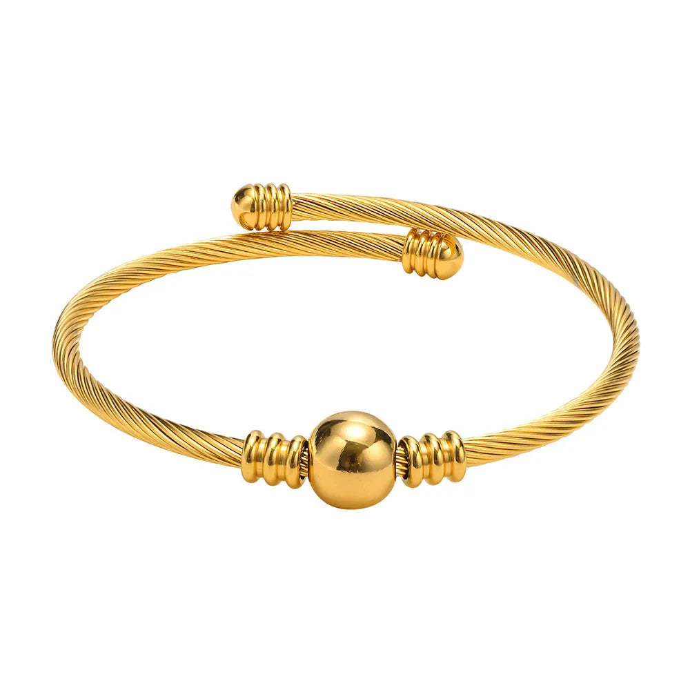 CeeRom Twisted Wire Metal Ball Bangles For Women Jewelry