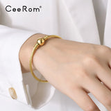 CeeRom Twisted Wire Metal Ball Bangles For Women Jewelry