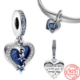 Celestial Shooting Star Heart Double Dangle Charms 925 Silver
