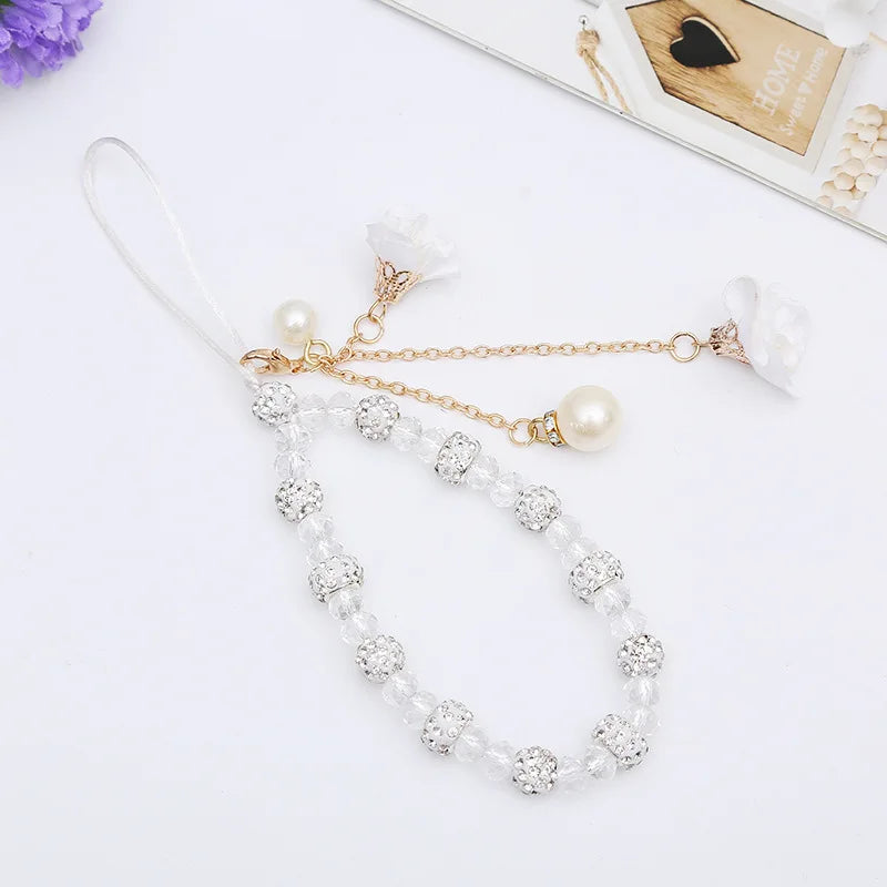 Crystal Flower Non-Slip Phone Lanyard Strap Keychain