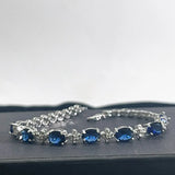 925 Silver Bracelet Woman Sapphire Gemstone Fine Jewelry Gift