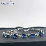 925 Silver Bracelet Woman Sapphire Gemstone Fine Jewelry Gift