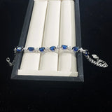 925 Silver Bracelet Woman Sapphire Gemstone Fine Jewelry Gift