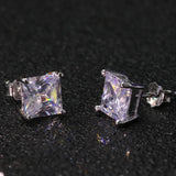 CellaCity Classic Sterling Silver 925 Earrings 7x7mm Zircon Engagement Wedding