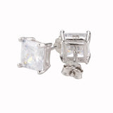 CellaCity Classic Sterling Silver 925 Earrings 7x7mm Zircon Engagement Wedding
