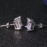 CellaCity Classic Sterling Silver 925 Earrings 7x7mm Zircon Engagement Wedding