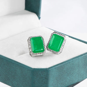 925 Silver Stub Earrings with Paraiba Emerald Gemstones