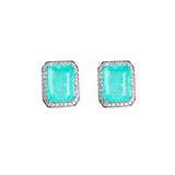 925 Silver Stub Earrings with Paraiba Emerald Gemstones