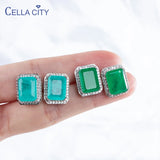 925 Silver Stub Earrings with Paraiba Emerald Gemstones