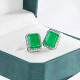 925 Silver Stub Earrings with Paraiba Emerald Gemstones