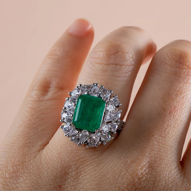 Cellacity 925 Silver Emerald Tourmaline Ring for Women