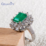 Cellacity 925 Silver Emerald Tourmaline Ring for Women