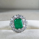 Cellacity 925 Silver Emerald Tourmaline Ring for Women
