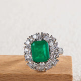 Cellacity 925 Silver Emerald Tourmaline Ring for Women