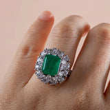 Cellacity 925 Silver Emerald Tourmaline Ring for Women