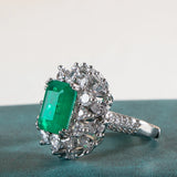 Cellacity 925 Silver Emerald Tourmaline Ring for Women