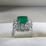 Cellacity 925 Silver Emerald Tourmaline Ring for Women