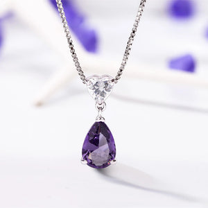Cellacity Amethyst Gemstone Pendant Necklace Zircon Hearty Shape
