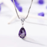 Cellacity Amethyst Gemstone Pendant Necklace Zircon Hearty Shape