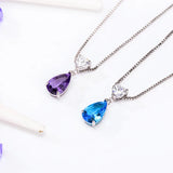 Cellacity Amethyst Gemstone Pendant Necklace Zircon Hearty Shape