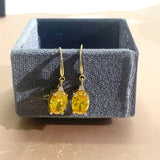 Cellacity Silver Earrings Oval Citrine Gemstones Drop Wedding Party