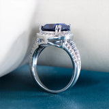 Cellacity 925 Silver Ring Oval Sapphire Gemstone Wedding Party Dating