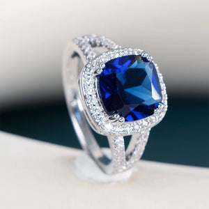 Cellacity 925 Silver Ring Oval Sapphire Gemstone Wedding Party Dating