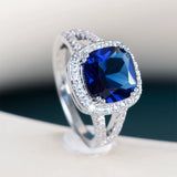 Cellacity 925 Silver Ring Oval Sapphire Gemstone Wedding Party Dating