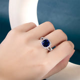Cellacity 925 Silver Ring Oval Sapphire Gemstone Wedding Party Dating