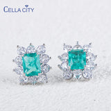 925 Silver Paraiba Gemstone Stud Earrings for Women