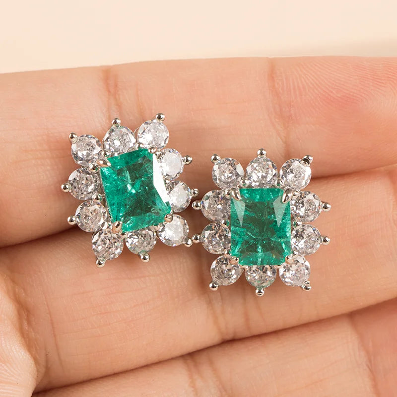 925 Silver Paraiba Gemstone Stud Earrings for Women