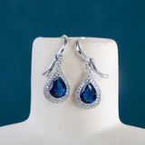 925 Sterling Silver Earrings with Sapphire Gemstone for Charm Lady