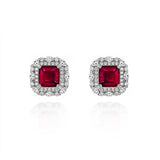 Classic 925 Silver Drop Earrings with Ruby Gemstones & Zircon