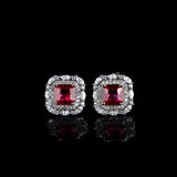 Classic 925 Silver Drop Earrings with Ruby Gemstones & Zircon