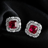 Classic 925 Silver Drop Earrings with Ruby Gemstones & Zircon