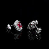 Classic 925 Silver Drop Earrings with Ruby Gemstones & Zircon