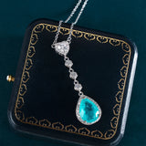 925 Silver Necklace Water Drop Paraiba Gemstone Jewelry