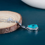 925 Silver Necklace Water Drop Paraiba Gemstone Jewelry