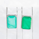 925 Silver Pendant Necklace with Emerald Paraiba Gemstones