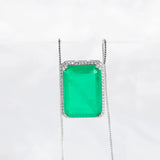 925 Silver Pendant Necklace with Emerald Paraiba Gemstones